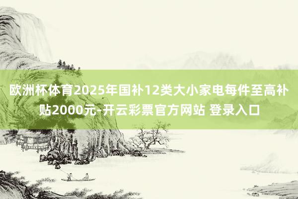 欧洲杯体育2025年国补12类大小家电每件至高补贴2000元-开云彩票官方网站 登录入口