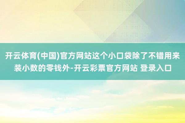 开云体育(中国)官方网站这个小口袋除了不错用来装小数的零钱外-开云彩票官方网站 登录入口