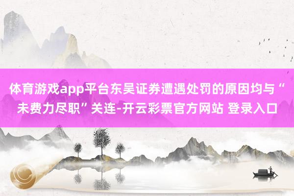 体育游戏app平台东吴证券遭遇处罚的原因均与“未费力尽职”关连-开云彩票官方网站 登录入口