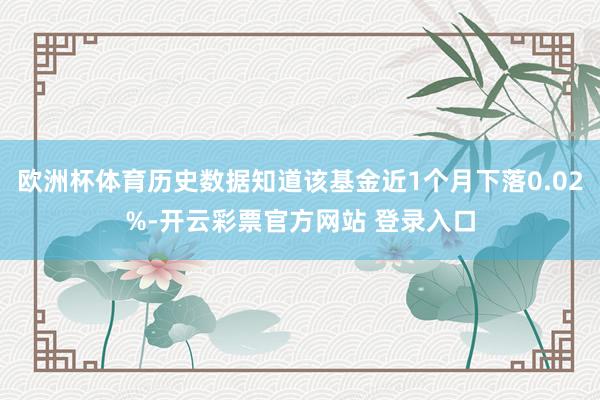 欧洲杯体育历史数据知道该基金近1个月下落0.02%-开云彩票官方网站 登录入口