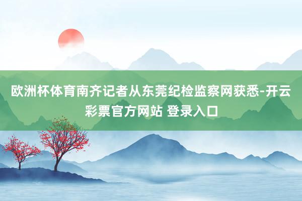 欧洲杯体育南齐记者从东莞纪检监察网获悉-开云彩票官方网站 登录入口