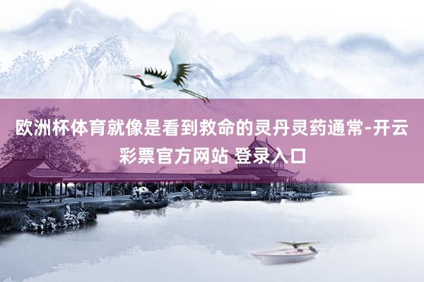 欧洲杯体育就像是看到救命的灵丹灵药通常-开云彩票官方网站 登录入口