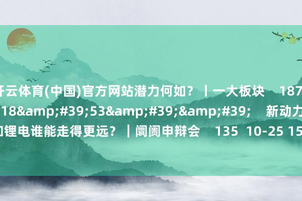 开云体育(中国)官方网站潜力何如？丨一大板块    187  10-29 12:27     18'53''    新动力赛谈大涨 光伏和锂电谁能走得更远？｜阛阓申辩会    135  10-25 15:13     一财最热    点击关闭-开云彩票官方网站 登录入口