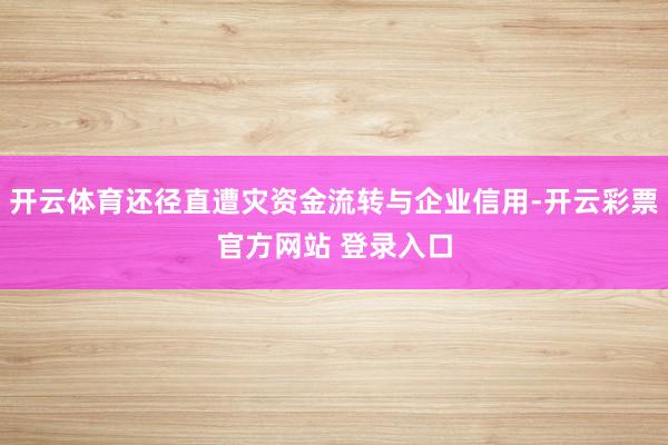 开云体育还径直遭灾资金流转与企业信用-开云彩票官方网站 登录入口